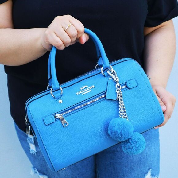 NWT Coach Sherling POM POM Key Chain Bag Charm PEACOCK - Picture 2 of 4